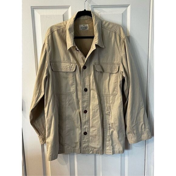 Fly & Drive Tan Button Up Utility Jacket Shacket Sz XL EUC - Picture 1 of 7